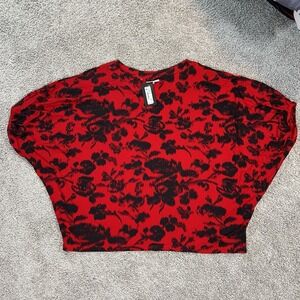 Bryn Walker Wilder Elbow Dolman Tunic Women's XL Dragon Red Black Relaxed